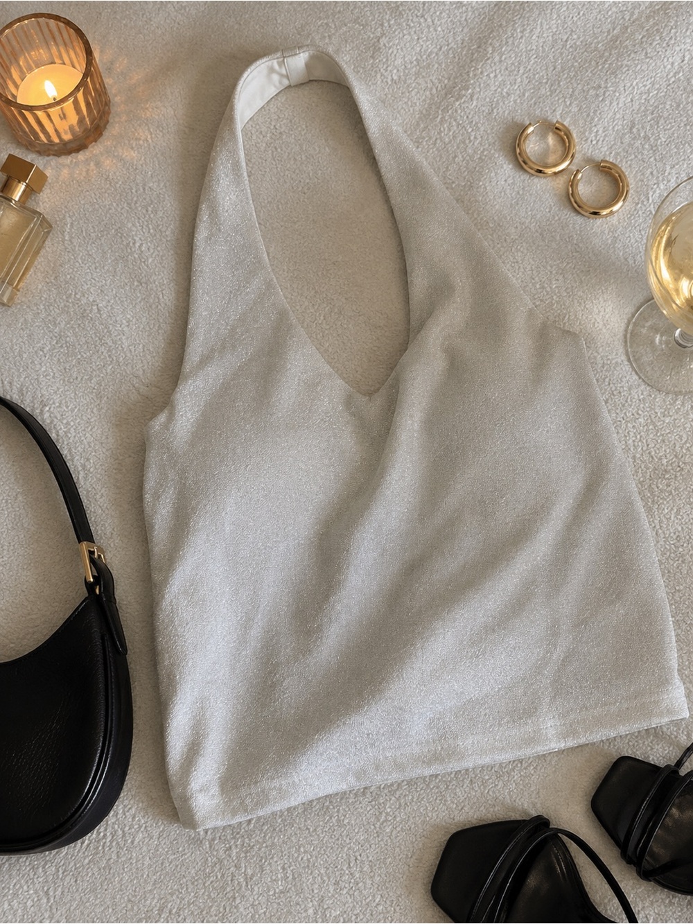 Wet Seal White Halter V-Neck Camisole